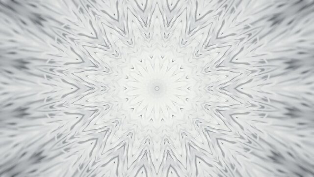 White Radial Kaleidoscopic Abstract Background. Calm animated radial pattern. Looped video.