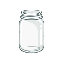 Glass mason jar cartoon. Flat vector clip art illustration design