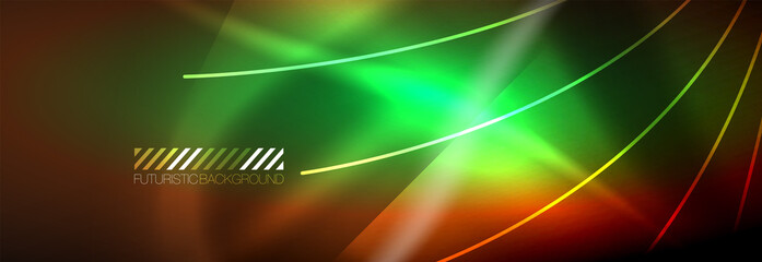 Naklejka premium Neon dynamic beams vector abstract wallpaper background. Wallpaper background, design templates for business or technology presentations, internet posters or web brochure covers