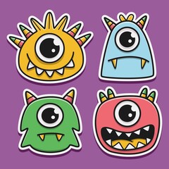 cute monster cartoon doodle design for coloring, backgrounds, stickers, logos, symbol, icons and more