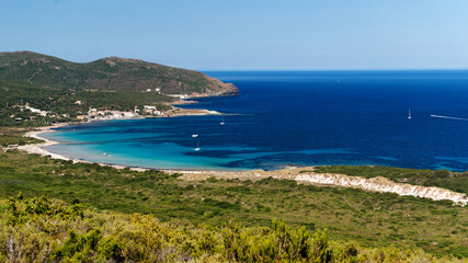 Fototapeta na wymiar Barcaggio coast in the Corsica cape