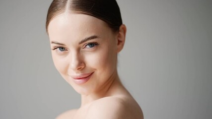 Beautiful woman close up face healthy skin beauty concept cosmetic clean healthy natural make up fresh skin beauty young model - Powered by Adobe