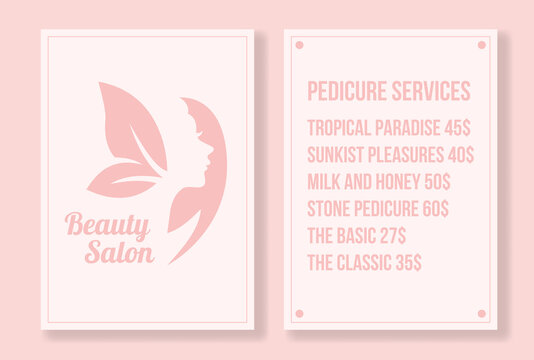 Vector menu of hairdressing or manicure services