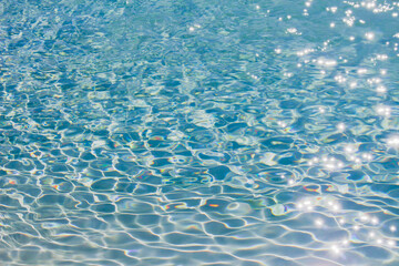 Photo for background material close up on the ripples of clear blue water shining in the sunlight