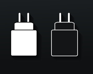 Set of smartphone USB charger adapter symbol. Charger head. Mobile phone charger icon. Illustration vector