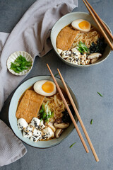 Homemade Japanese cuisine / Spicy Ginger Miso Ramen Soup Noodle / Healthy and delicious, great meal full of goodness, ideal for weight watcher and light eater
