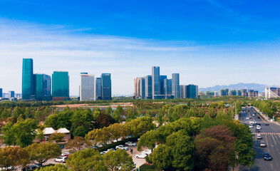 Obraz premium CBD landscape of Yiwu City, Zhejiang Province, China