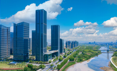 CBD landscape of Yiwu City, Zhejiang Province, China