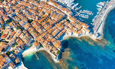 View of the city of Saint-Tropez, Provence, Cote d Azur, a popular destination for travel in Europe