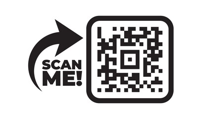 Scan me icon with QR code. Qrcode tempate for mobile app  - obrazy, fototapety, plakaty