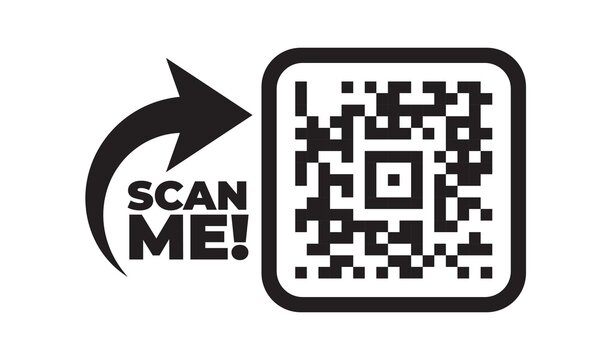 Scan Me Icon With QR Code. Qrcode Tempate For Mobile App 