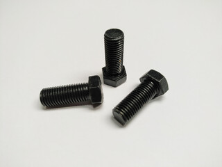 three black bolt for industry on white background