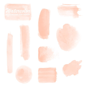 Set orange of watercolor stain for design