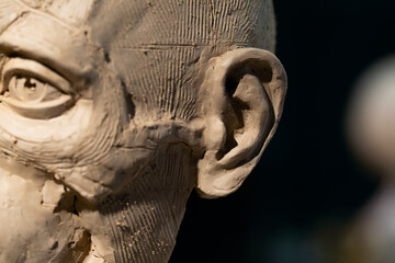 The process of creating ecorche. The sculptor is working.