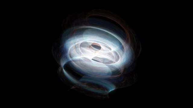 4K 3D rendering abstract art surreal organic object in swirl curve round wavy figure rotating seamless loop on black background. 3D digital art Sci-Fi fantasy futuristic effect element swirl motion.
