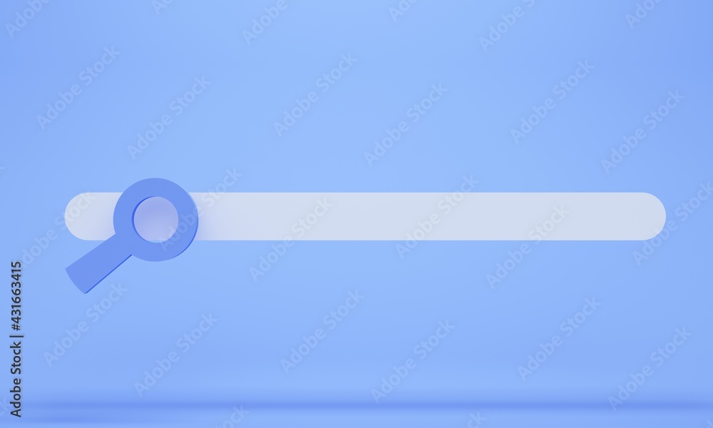 Poster white search box on a blue background. internet search concept. 3d rendering