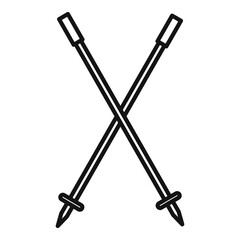 Ski sticks icon, outline style