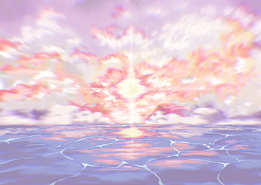Shining sun set reflect on the sea
