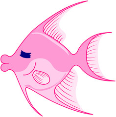 キスを連想する熱帯魚のようなキャラクター（ピンク）