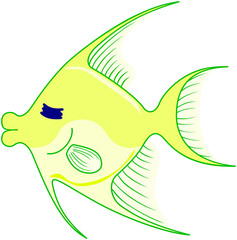 キスを連想する熱帯魚のようなキャラクター（黄色）