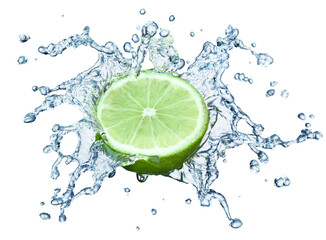 lime in spray of water.