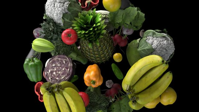 Mix Fruits With Alpha Channel, It can be used in food graphics, restaurants, cafeteria presentation, etc.