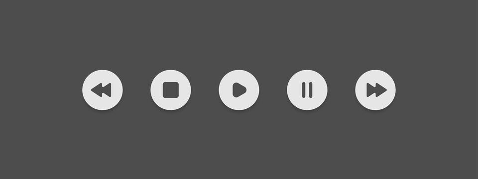 Media player icon set in trendy flat style, illustration