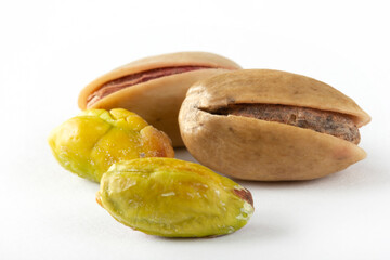 delicious pistachio on white background
