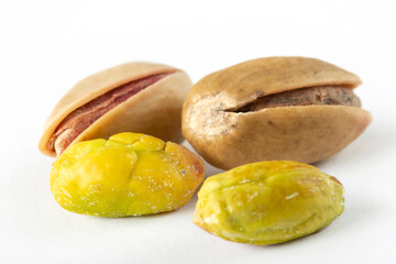 delicious pistachio on white background