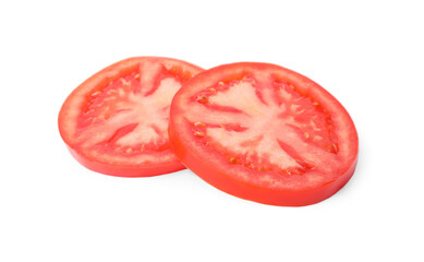 Slices of ripe tomato isolated on white