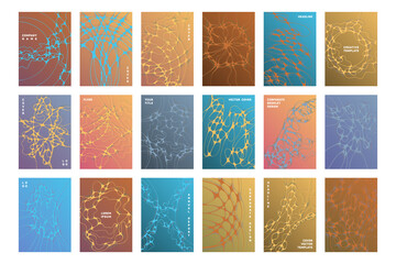 Biomedical brochure cover templates vector set.