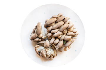 fresh oyster mushroom raw mushrooms meal snack diet vegan or vegetarian food copy space food background rustic. top view 