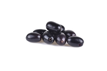 Jambolan plum or Java plum on white background.