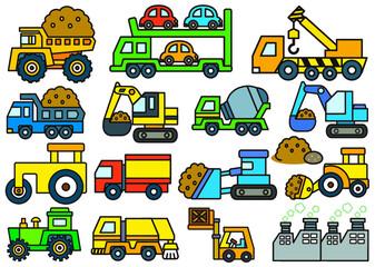 乗り物 働く車 イラスト 素材 セット その１１ Wall Mural 満載