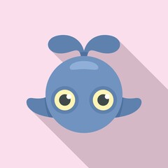Cute whale toy icon, flat style
