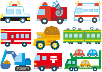 乗り物　働く車　イラスト　素材　セット（その８）