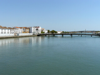 Fototapeta na wymiar Tavira (Portugal). Gilão River as it passes through the city of Tavira