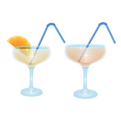 The tropical cocktail with the salt shaker on white background, cocktail glass