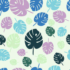 Seamless pattern with tropical leaves