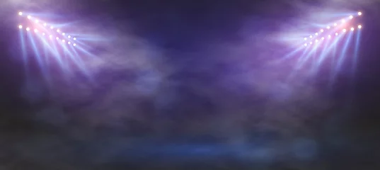 Keuken achterwand Stadion Heldere stadion arena lichten .stadion lichten en rook tegen donkere nacht.  © Kalawin