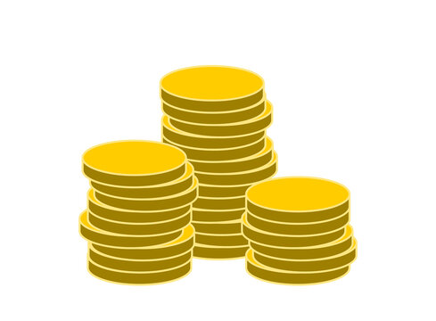 Gold Coin Money or Cryptocurrency Token Icon Set. Vector Image.