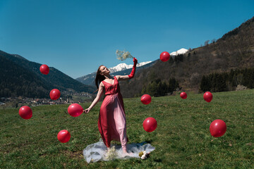 modella donna palloncini fotografia artistica modella composizione  - Powered by Adobe