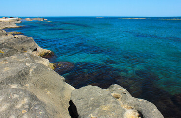 Rocky coast of the Caspian Sea.