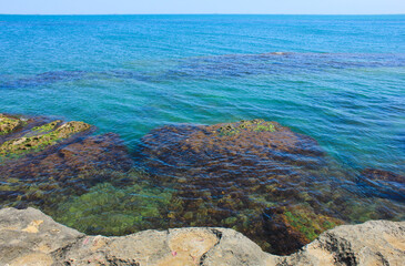 Rocky coast of the Caspian Sea.