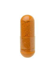 Turmeric (curcumin) capsules (Herbal capsules) or herbal isolated on white background,clipping...
