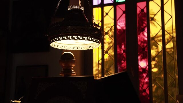The Lantern for Psalter Enamel Patmos in the orthodox greek church. Close up