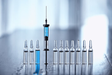 vaccination self-injection, panic pandemic coronavirus, injection syringe, self-isolation