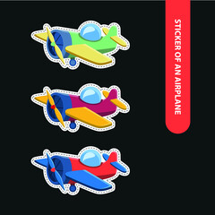 Vector image. Children's sticker of an airplane.