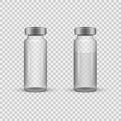 Medical glass vials.Vector illustration isolated on white background.