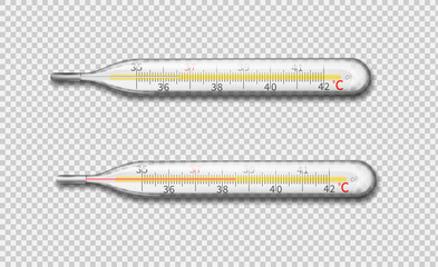 Medical thermometers for determining the temperature of the human body.Vector illustration isolated on white background.